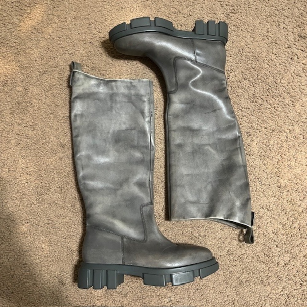 Free People Brooks High Tall Boots Leather Chunky Platform Lug Sole‎ 38.5 / 8 - Picture 4 of 10